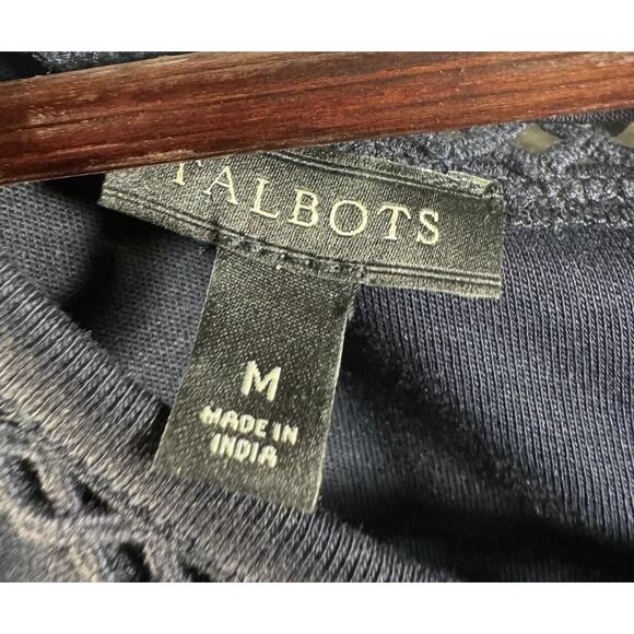 Talbots Dress Women’s Medium Navy Blue PM Cotton NEW Office Work Church Flowy - Picture 4 of 6